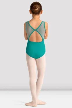 Girls Mirella Celestia Boat Neck Printed Leotard