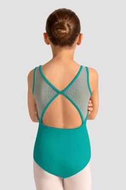 Girls Mirella Celestia Boat Neck Printed Leotard