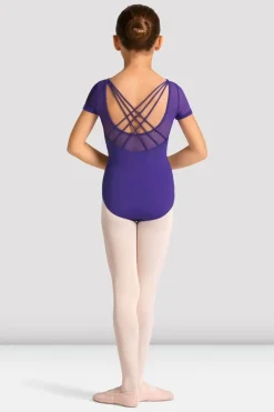 Girls Mirella Celestia Short Sleeve Printed Leotard