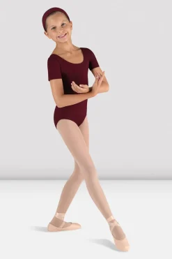 Girls Short Sleeve Round Neck Leotard