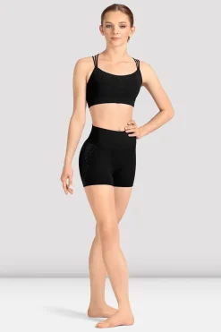 Ladies Mirella Celeste Cross Back Printed Crop Top
