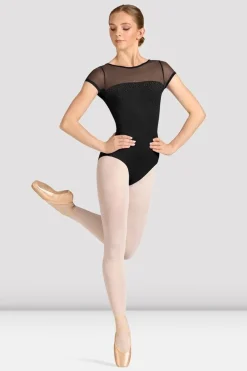 Ladies Mirella Celeste Short Sleeve Printed Leotard