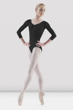 Ladies Pinch Front Three Quarter Sleeve Leotard